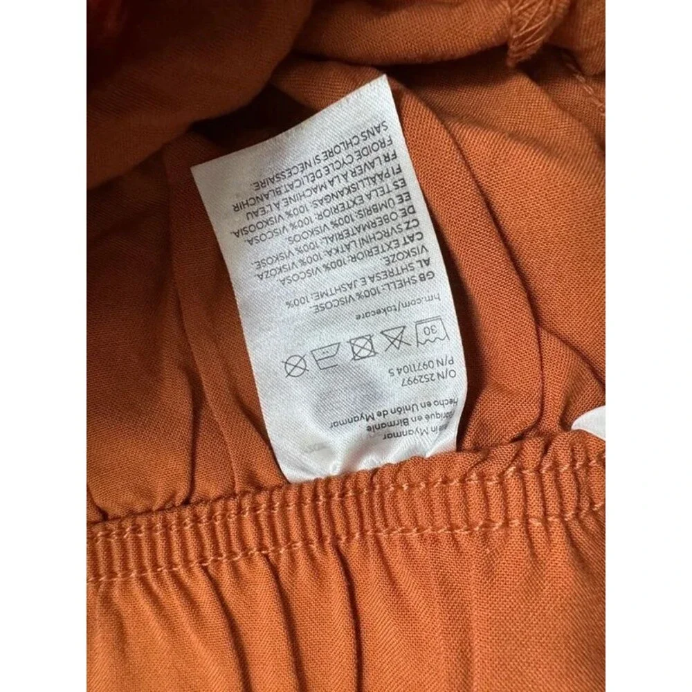 H&M size Large rust brown rayon linen blend wide-leg crop pants